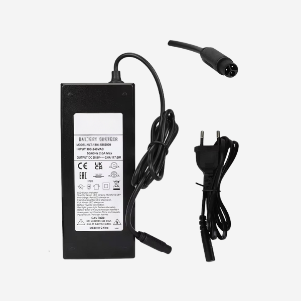 Cargador 54V – 2A con conector de 3 pines (8 mm) - Scooters CO